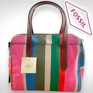 Fossil Sydney Satchel with Bright Colorful Stripes
